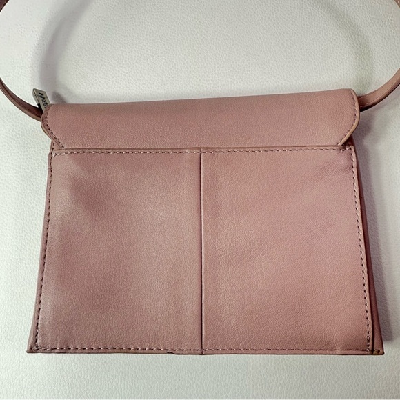 NEW Women's Gianni Bernini Pink Rose Front Flap Leather Crossbody - Picture 5 of 6